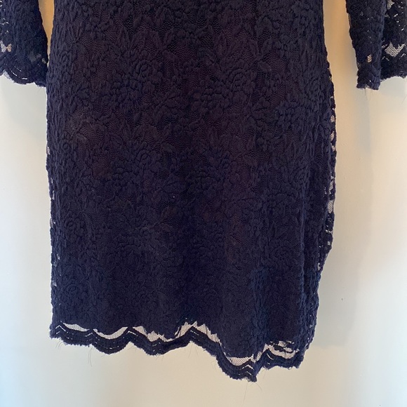 Beautiful Navy Blue Lined Lace Dress - Picture 3 of 7